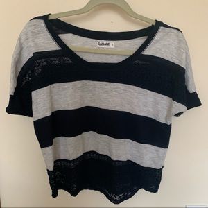 Garage Navy and Gray Striped Top